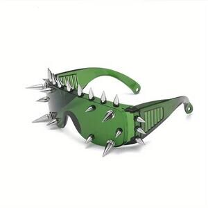 Goth Emo Punk Cyberpunk Spiked Glasses Shades - Green